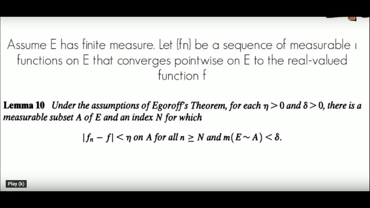Lemma to prove Egoroff's theorem II PUNE UNIVERSITY II LEBGEUES MEASURE