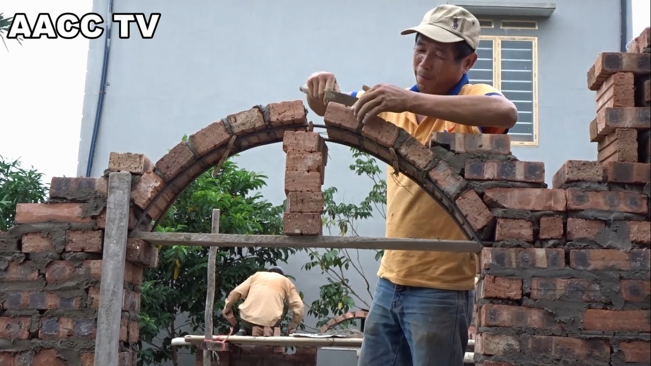 Amazing Construction Technology - Building Brick Arch Feature Step by Step