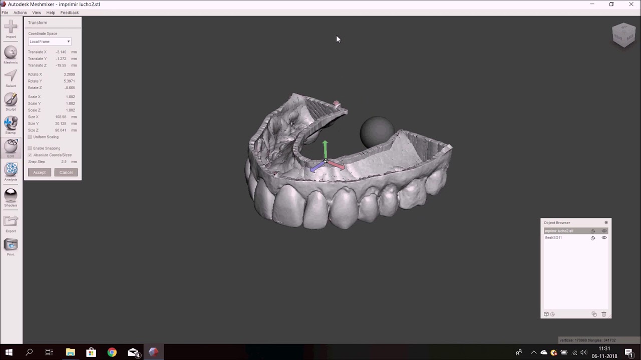 Meshmixer Tutorial 2 en español Seleccion, manipulacion, translacion y deformacion de modelos
