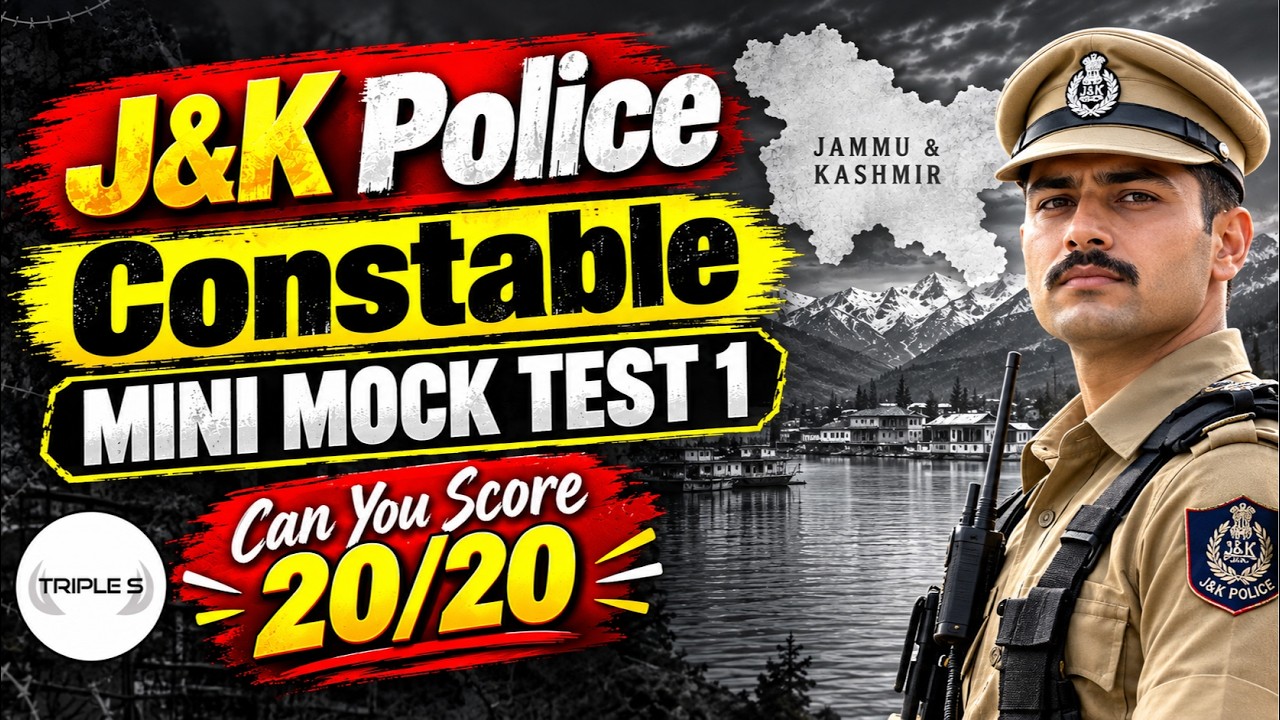 J&K Police Constable Mini Mock Test 1 | Can You Score 20/20? 🔥 @TripleSClasses