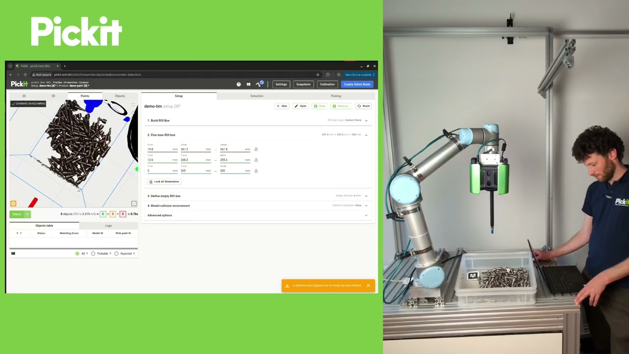 How simple it is to set up a Pickit 3D vision application in minutes