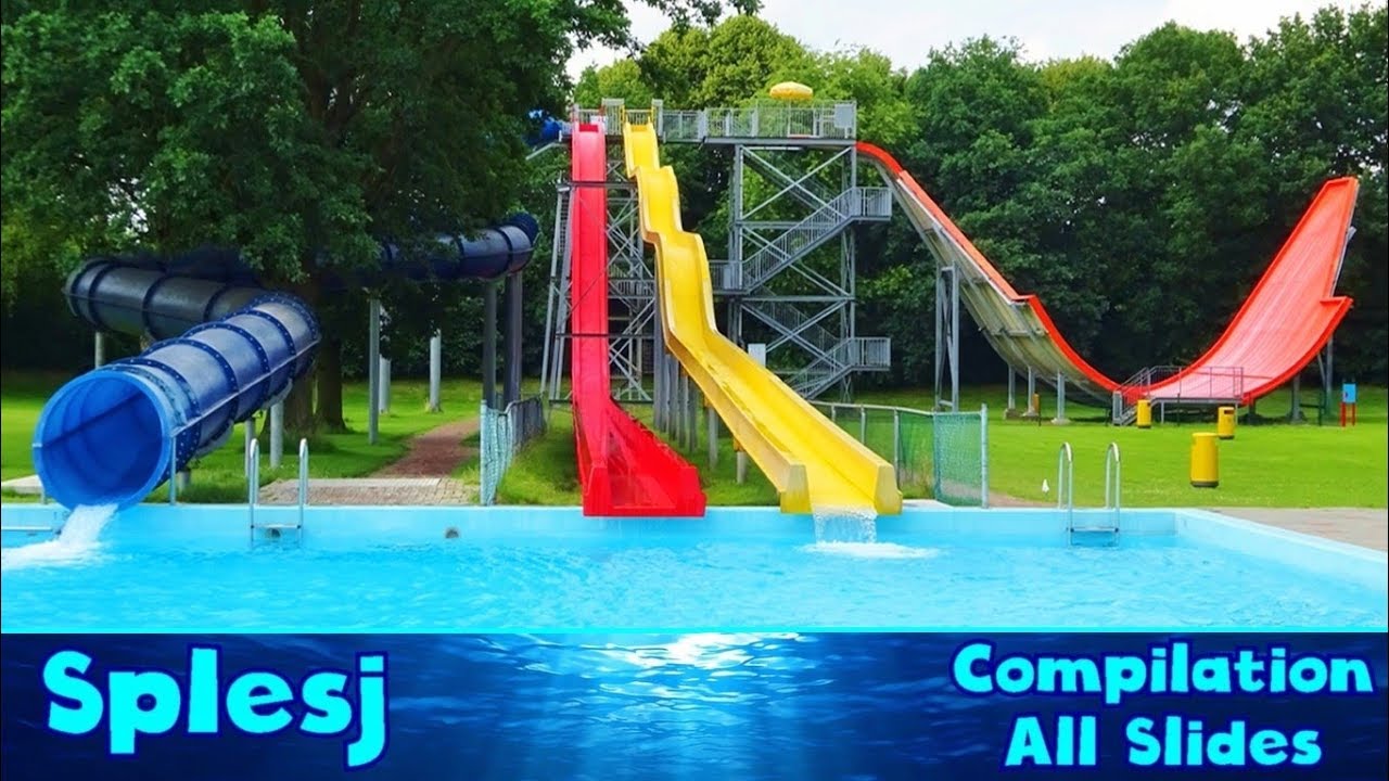 ALL WATER SLIDES at Water park Splesj, Hoeven [Compilation]