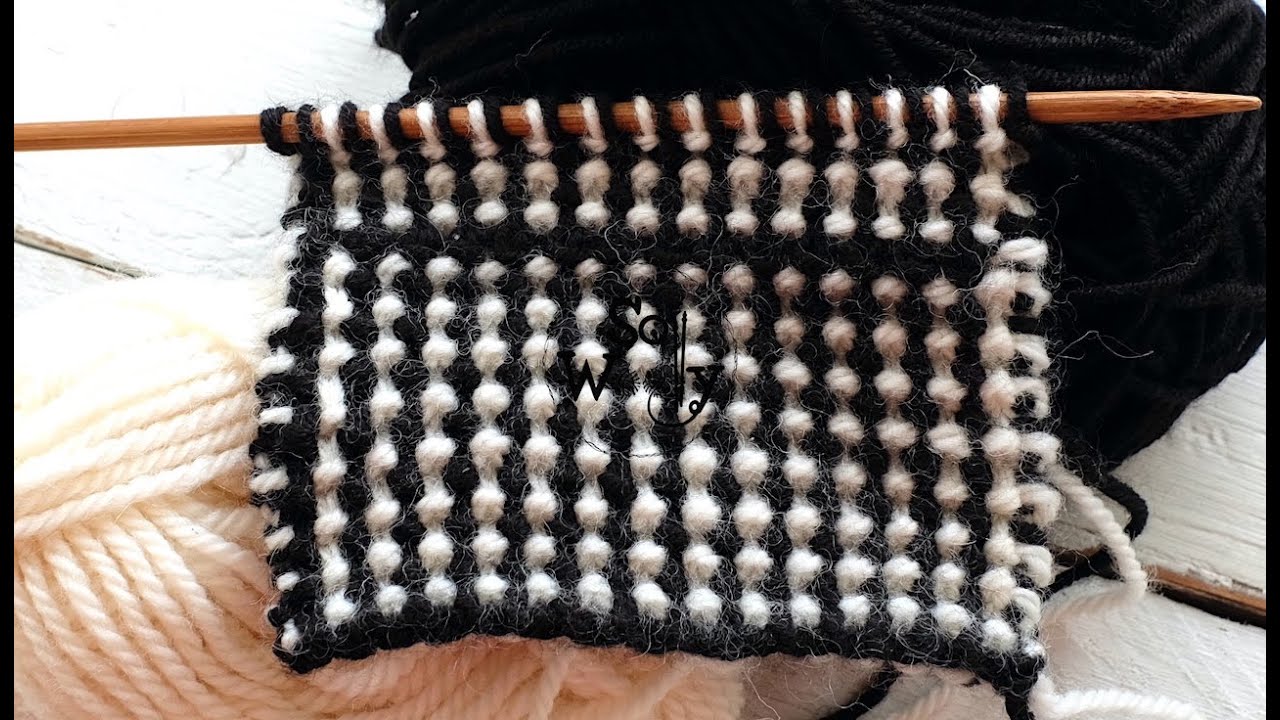 Two Color Slip-Stitch knitting pattern (no purling required, and it doesn't curl) - So Woolly