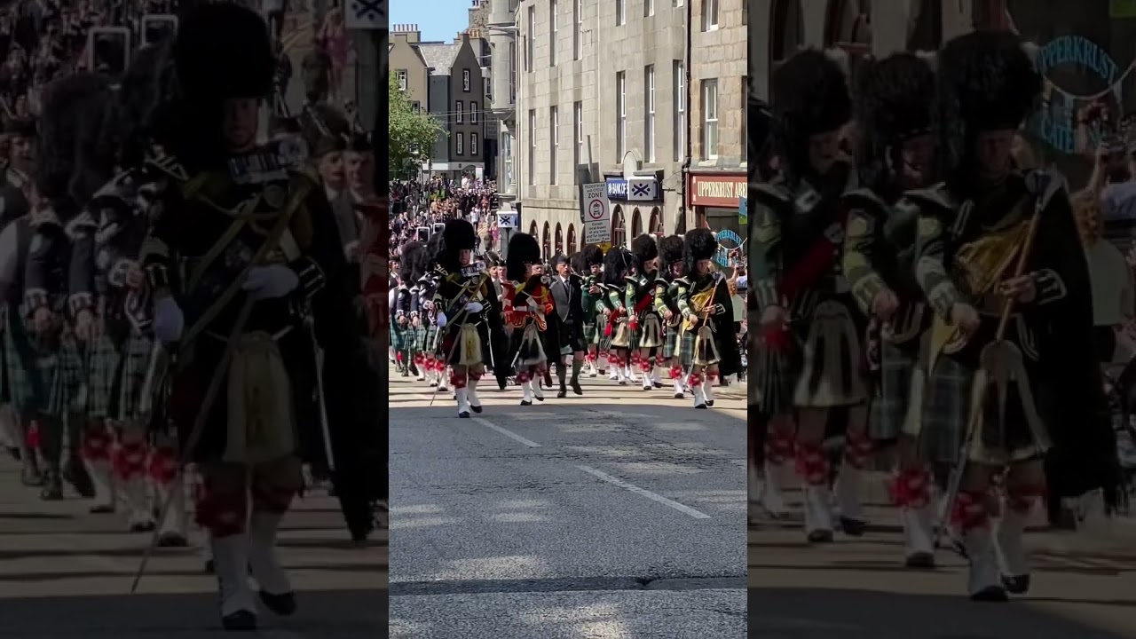 Massive Scottish bands on the street #scotland #aberdeen #scottish #scottishfold #bagpipes