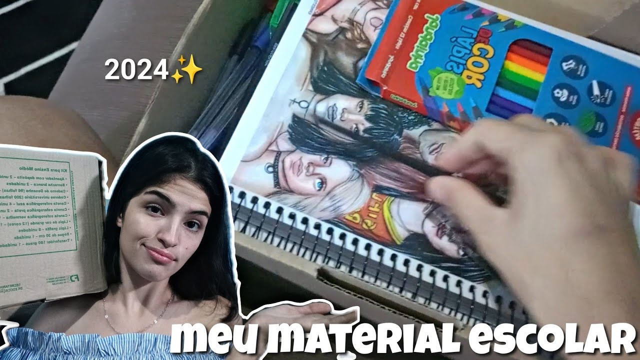 MEU MATERIAL ESCOLAR 2024✨|organizando+material do governo...