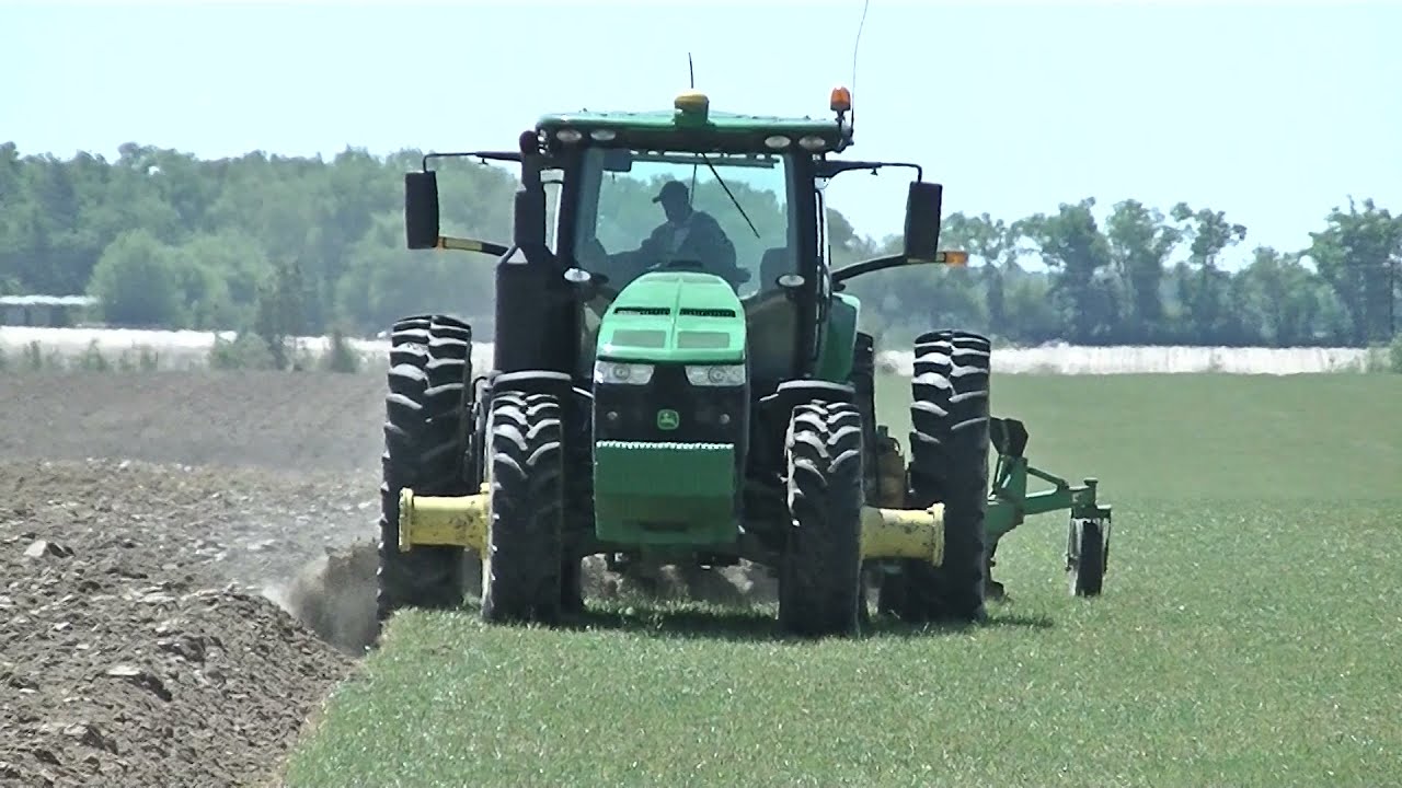 Два отвальных плуга JOHN DEERE 8370RS. Зелёные круги, ферма 2021, отвальная вспашка, поле 2, част...