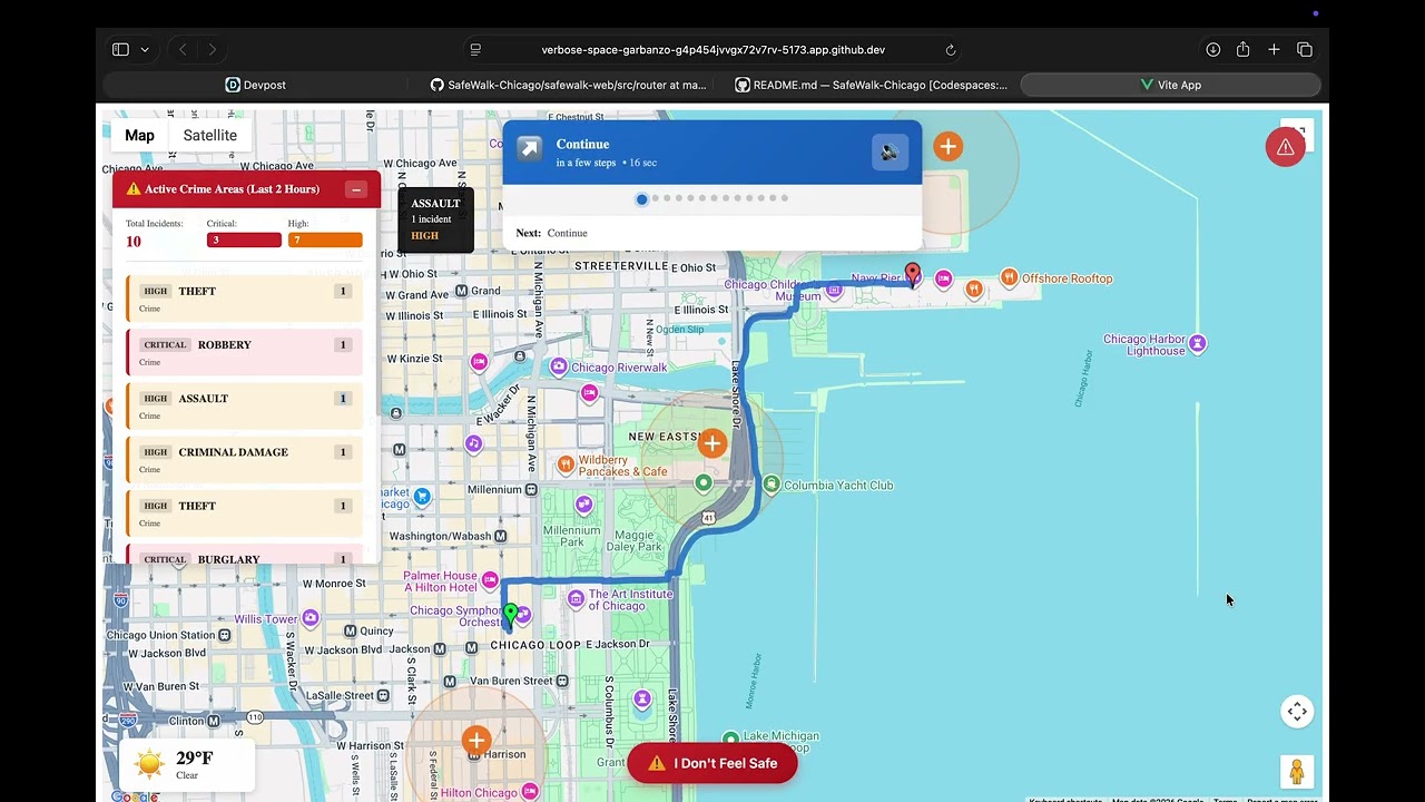 SafeWalk Loop Depaul DemonHacks Demonstration