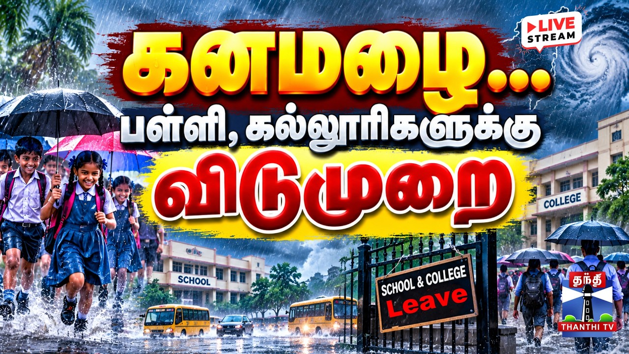🔴LIVE : School Leave | Holiday | TN Rain | Heavy Rain | School |  பள்ளி, கல்லூரிகளுக்கு விடுமுறை