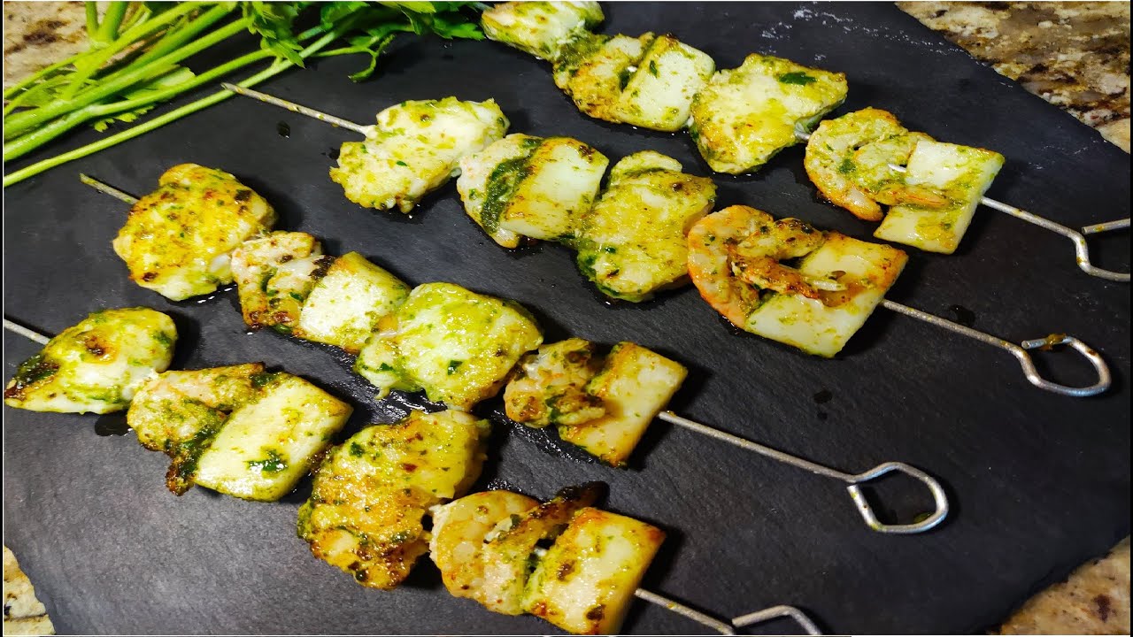 RECETAS CON RAPE | Brocheta de rape, sepia y gambas