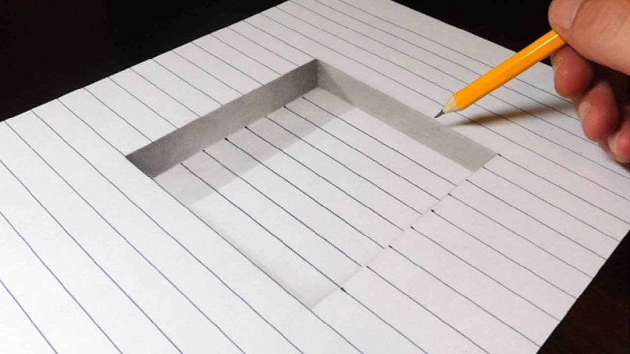 How to Draw a Step in Line Paper - Easy 3D Trick Art