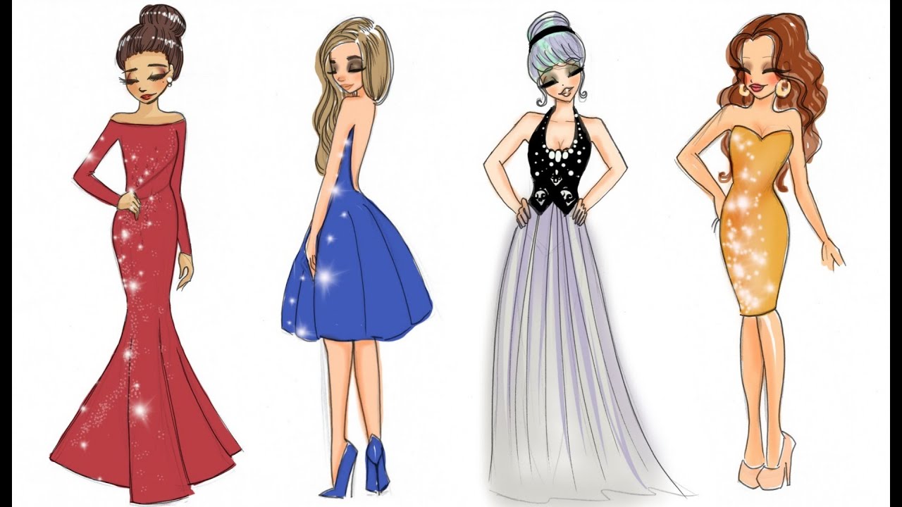 ❤ Drawing Tutorial - How to draw 4 Christmas Outfits ❤