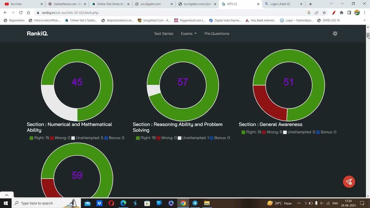 SSC MTS 2022 ANSWERKEY RAW MARKS AND RANKIQ