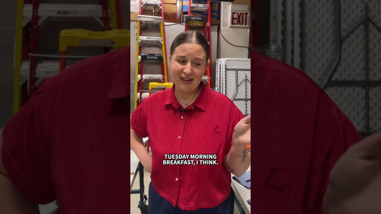 We're having a delicious breakfast of spicy carrot rigatoni and a roasted strawberry rhubarb sundae!