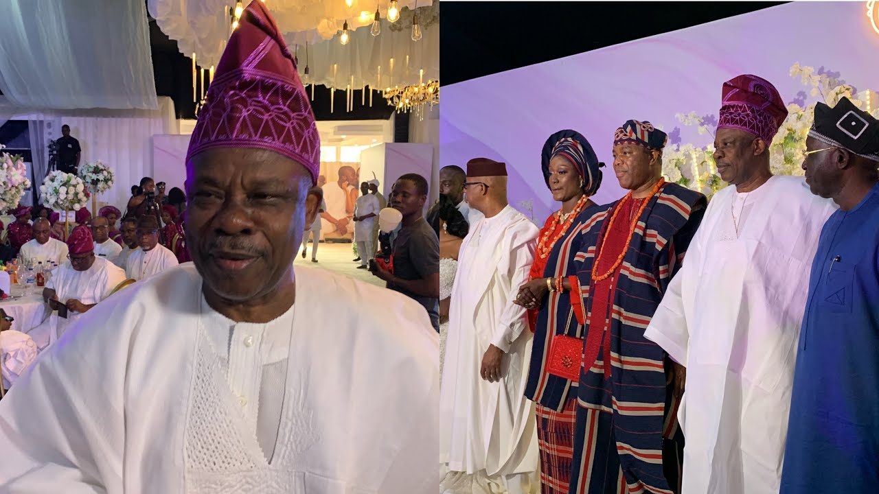 SENATOR IBIKUNLE AMOSUN SHOCKED WHEN CALLED TO JOIN DAPO ABIODUN TO CUT CAKE ON STAGE.
