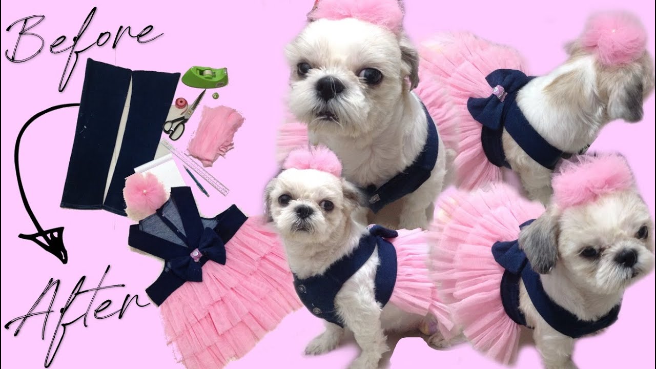 DIY Dog Dress (Pink Costume Tutu Denim Princess Party)| DIY Clothing Transformations | PHILIPPINES