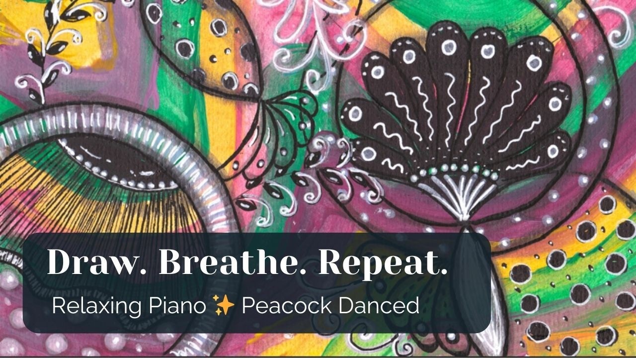 After the Peacock Danced | Reverse Coloring with Relaxing Piano Music - Slow Drawing (No Talking)