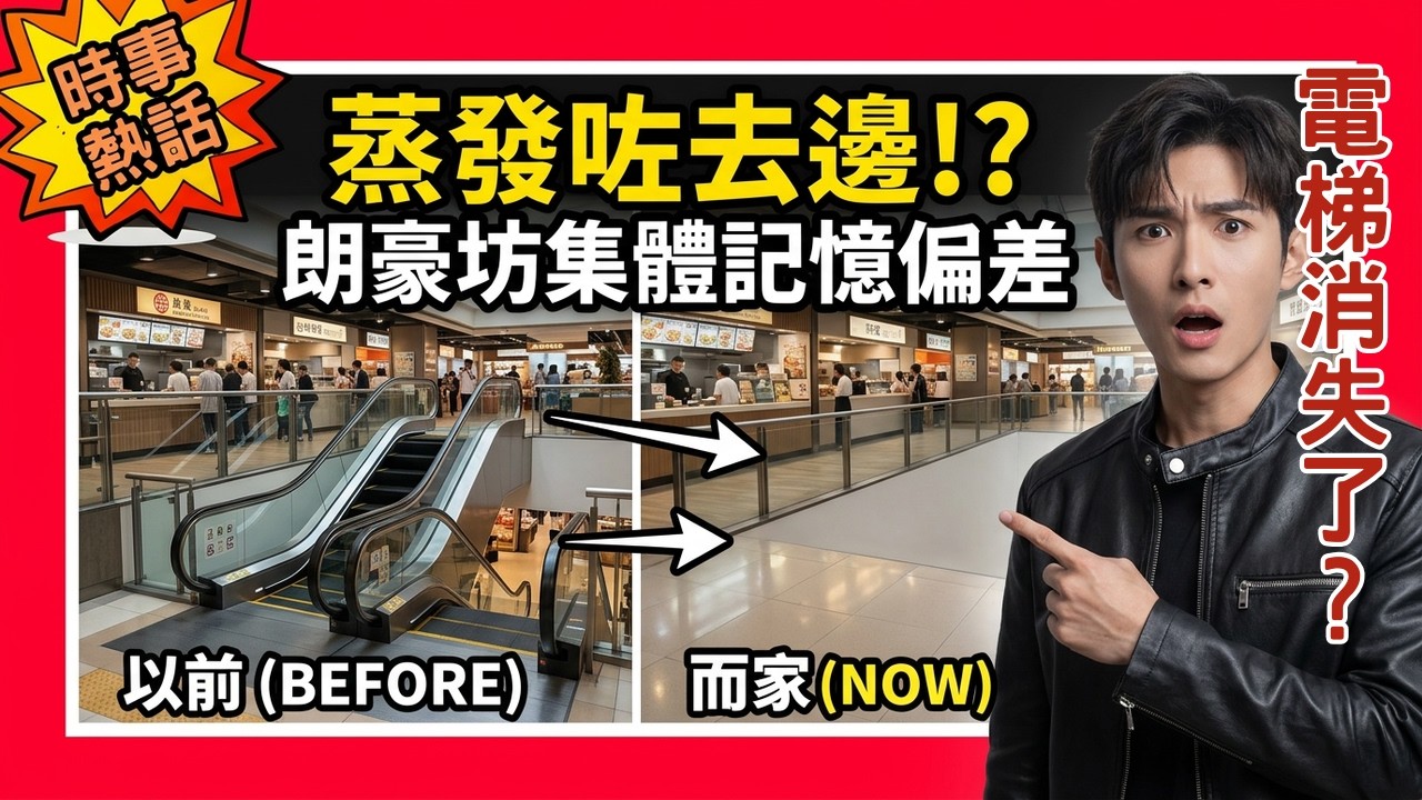【朗豪坊怪事】旺角朗豪坊四樓美食廣場連接三樓嘅扶手電梯竟然無啦啦人間蒸發？大量網民驚呼集體記憶出現嚴重偏差，難道真係曼德拉效應作祟？為你揭開電梯消失近三年都無人發現嘅驚人真相與背後商場算計