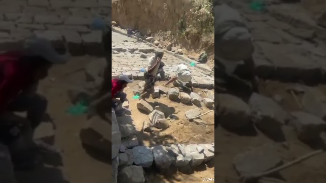 كيفية رصف الطرق بالأحجار مقطع2