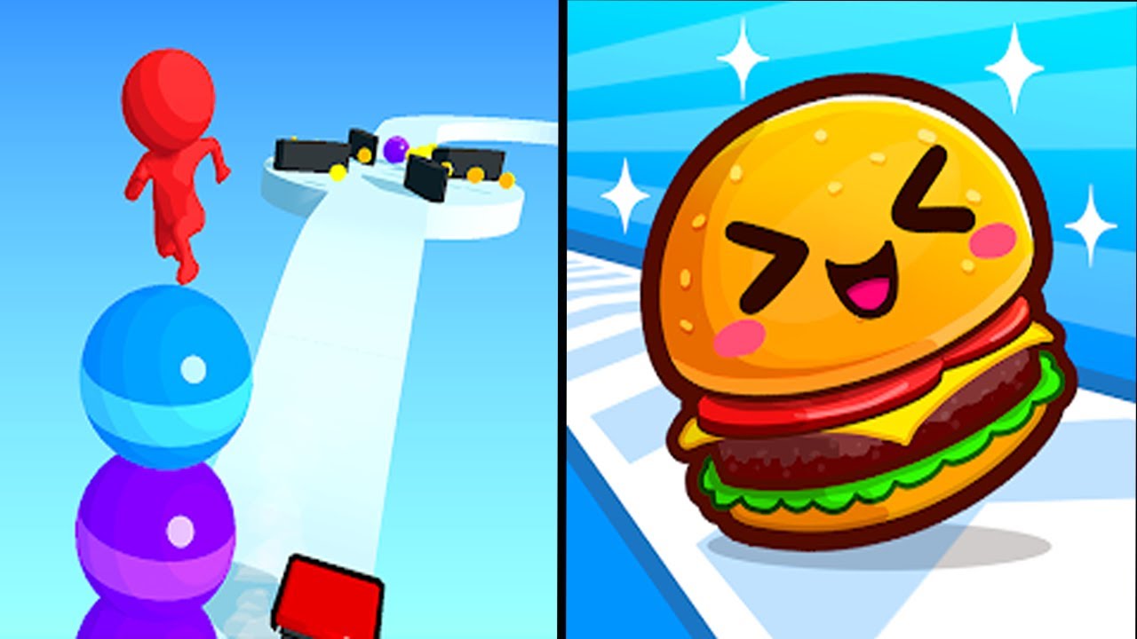 Stack Rider 3D vs Food Run 😱 All Levels Unlocked!