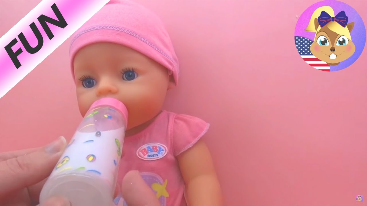 Baby Born cute Bottle – Interactive magic feeding bottle – Milk feed pink baby girl