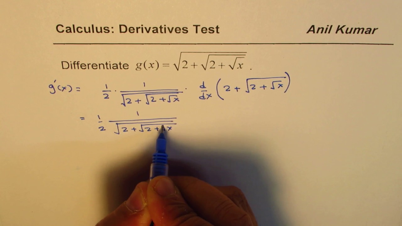 Find derivative of nested square roots