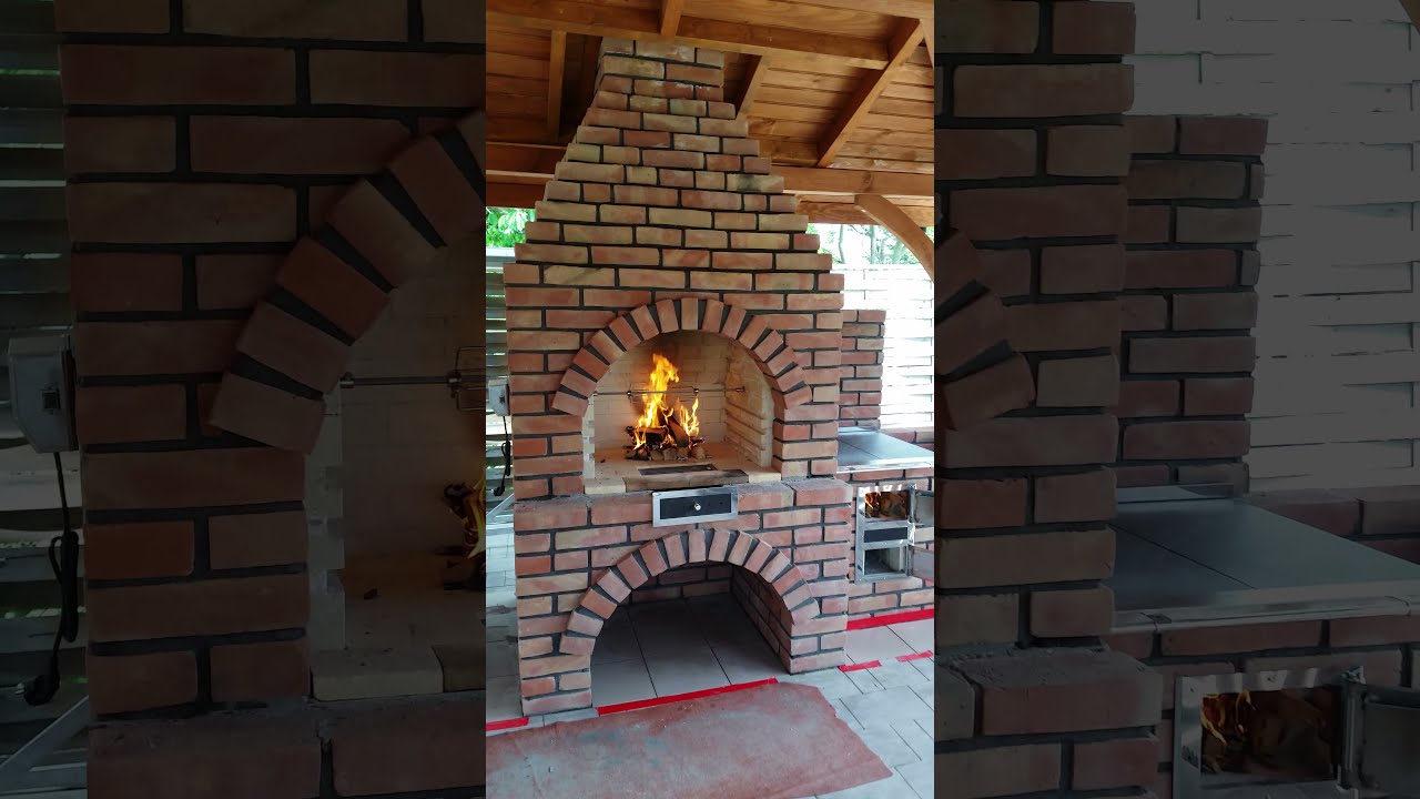 Pierwsze odpalenie. Kompleks Grilla i kuchni wykonany z cegły ręcznie formowanej.
