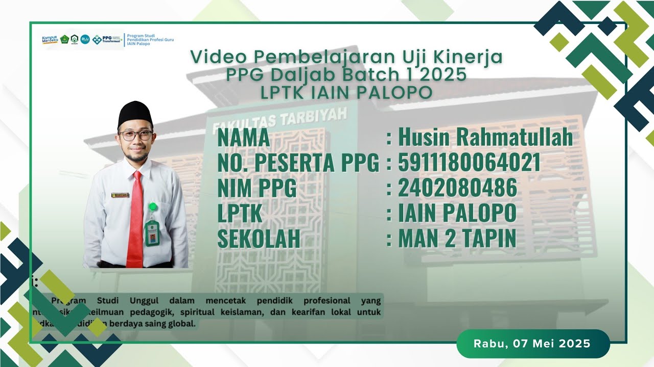 VIDEO UKIN (UJI KINERJA) - FIKIH (BL) - PPG DALJAB BATCH 1 2025 - LPTK IAIN PALOPO (FULL VIDEO)