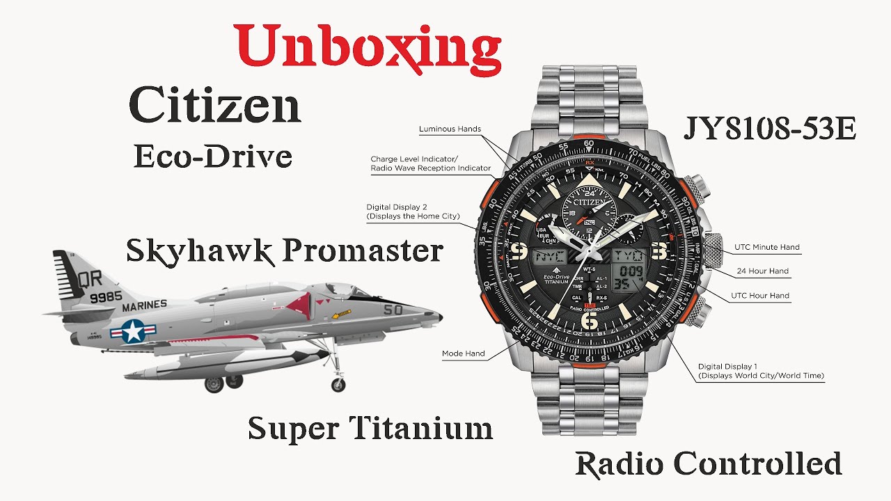 UNBOXING Citizen Eco-Drive Skyhawk Promaster Radio Controlled Super Titanium JY8108-53E, 2019 model
