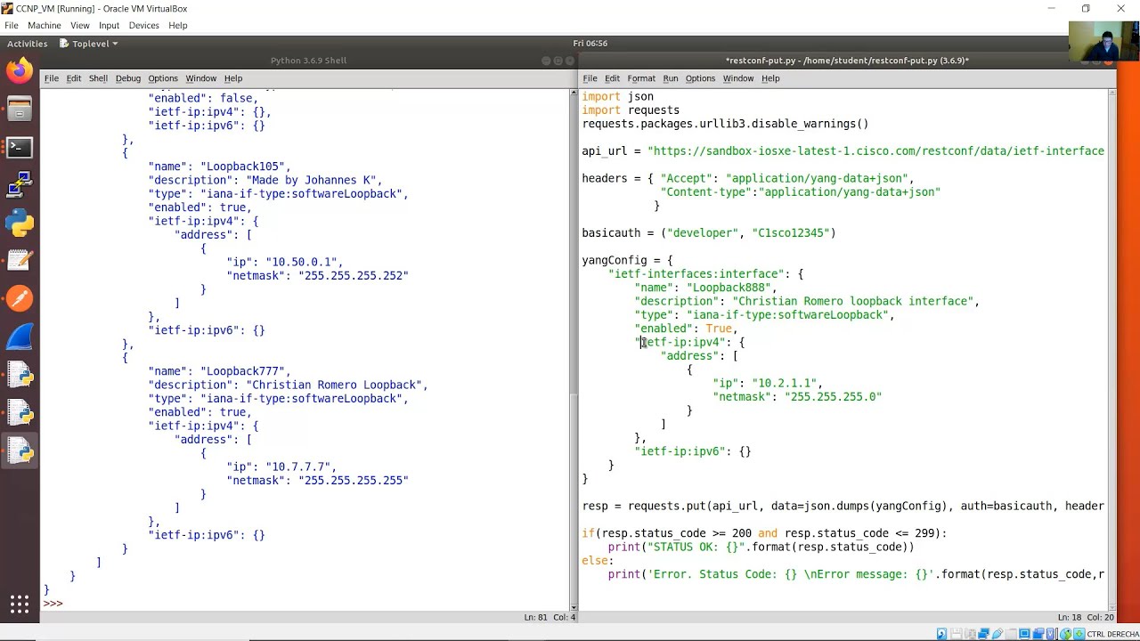 28.1.5 Лабораторная работа &mdash; Использование RESTCONF для доступа к устройству с IOS XE