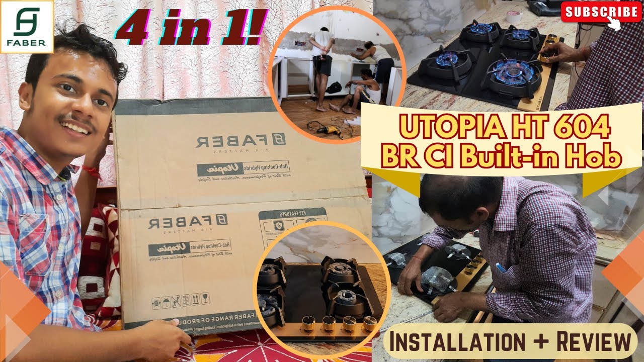 Faber Utopia (HT 604 BR CI) 4-Burner Auto Electric Ignition Glass Hobtop Unboxing & Install + Demo!