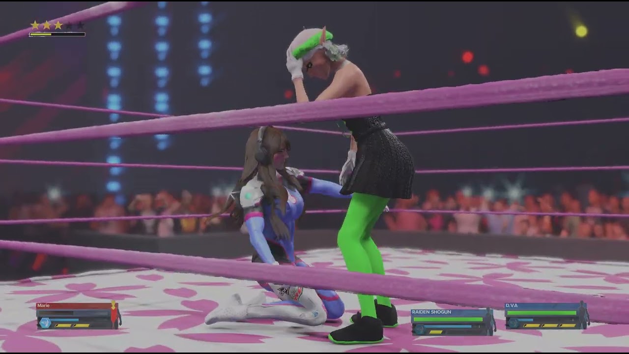 WWE 2K24: Marie Vs Raiden Shogun And Hanna Song (Low blow match)