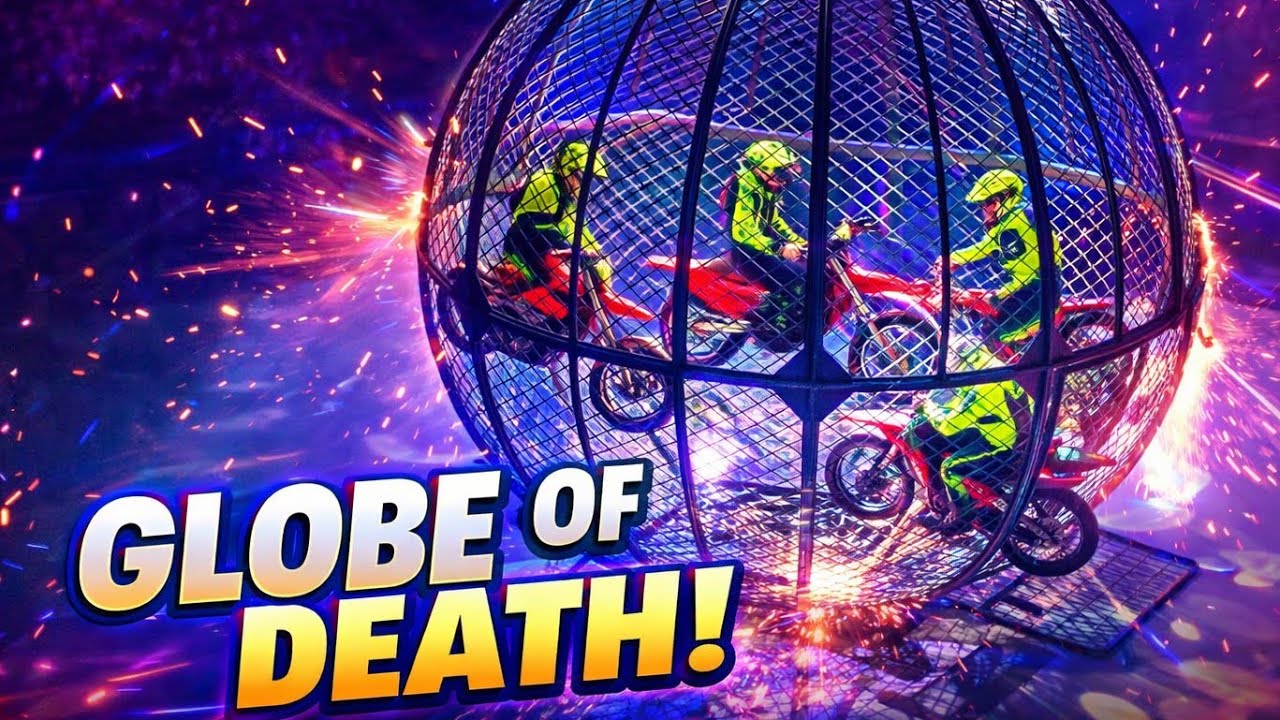 Circus Motorcycle Stunt &ndash; 4 Riders Inside the Globe of Death! Amazing Circus Act