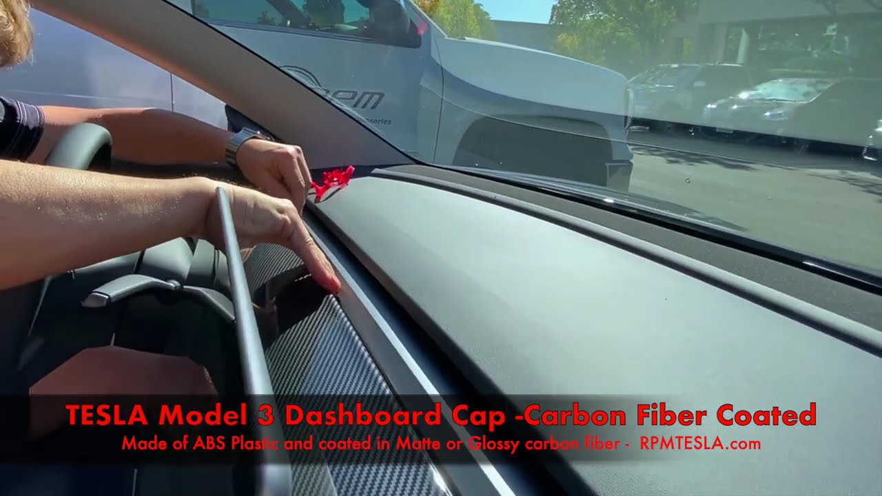TESLA Model 3 Dashboard Cap ABS Carbon Fiber Coated.  From RPM TESLA