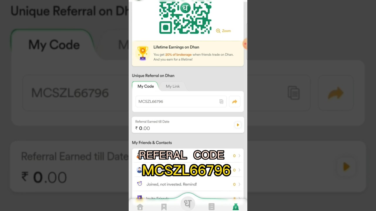 DHAN APP referral code and earning kaise karen dhan app se how to earn with dhan app #stockmarket