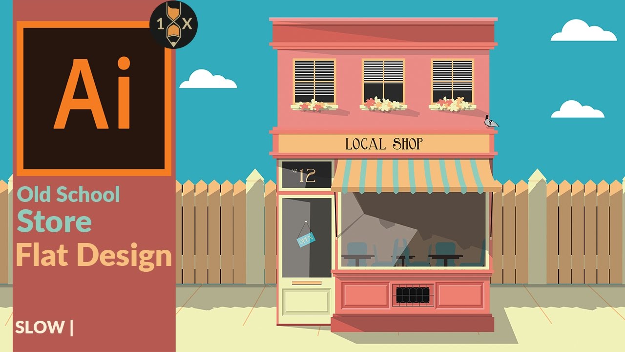 How to Build a flat Old School Store in Illustrator