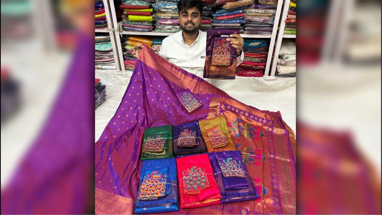 Soft silk Aari work Paithani | soft silk peshawai Paithani