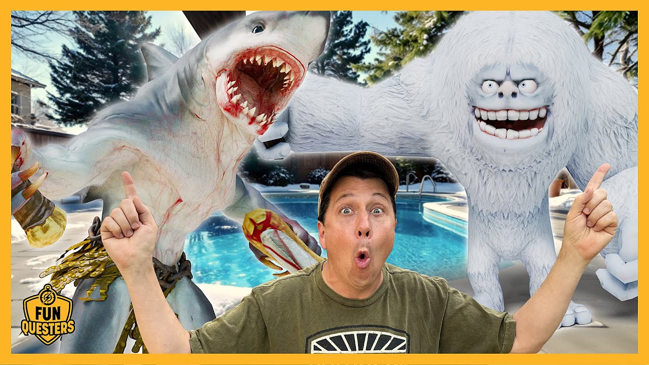 Monster Shark vs Giant Snow Monster! Which FunQuesters Monster Wins?