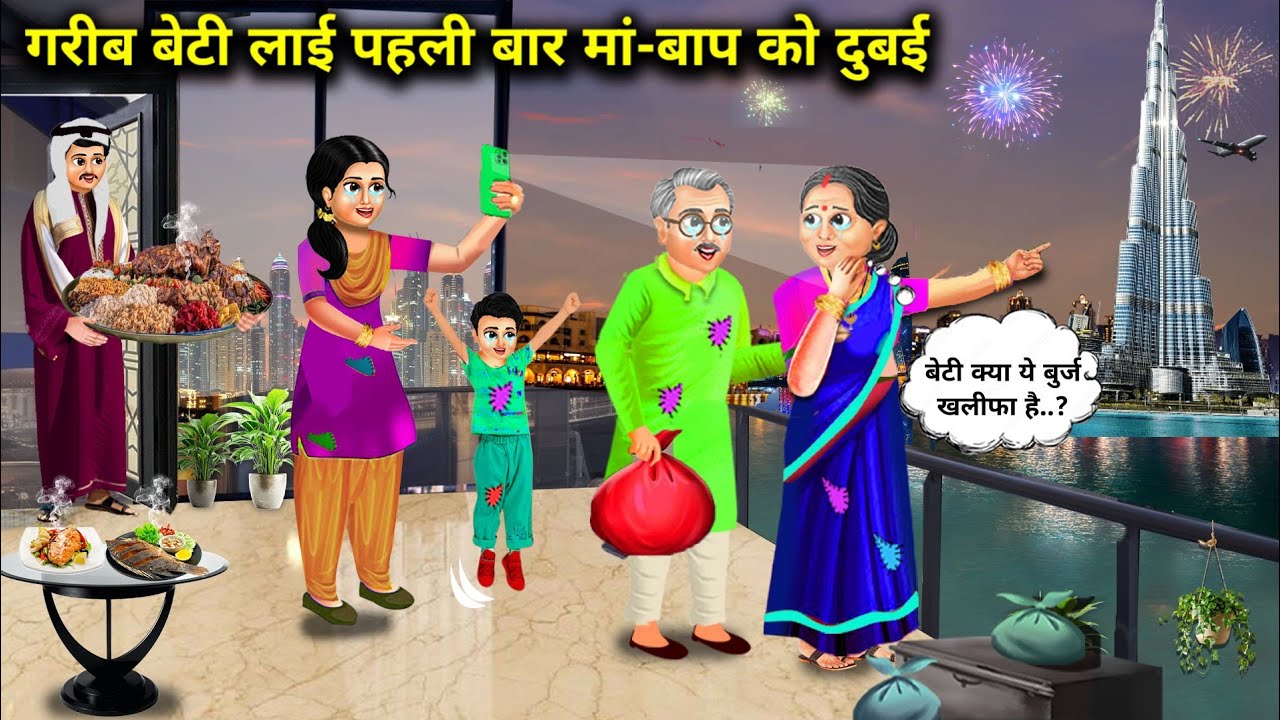 गरीब बेटी लाई मां-बाप को दुबई | Hindi Cartoon Stories | Poor Daughter Brought Parents Dubai