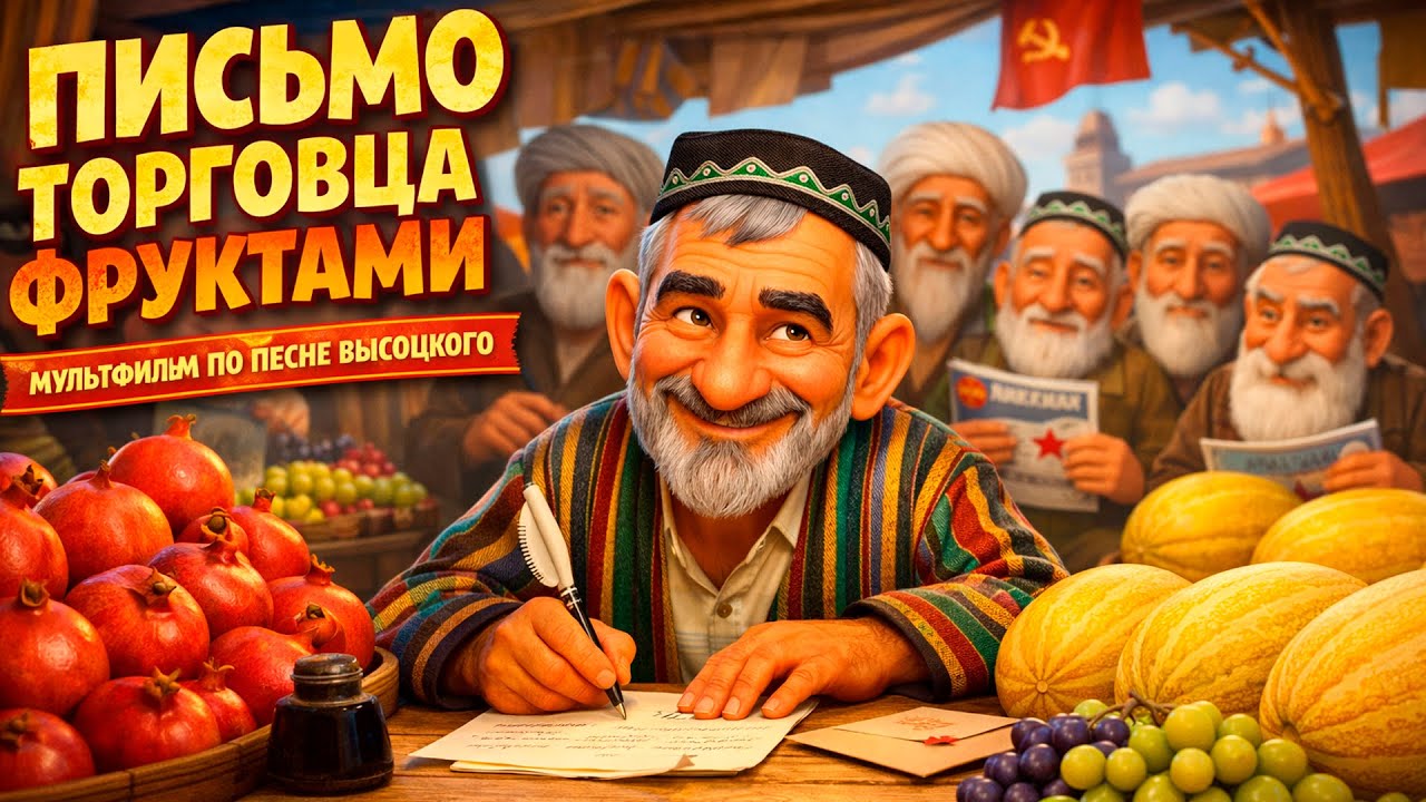 ПИСЬМО ТОРГОВЦА ТАШКЕНТСКИМИ ФРУКТАМИ — МУЛЬТФИЛЬМ ПО ПЕСНЕ В.С.ВЫСОЦКОГО | СССР, БАЗАР, САТИРА