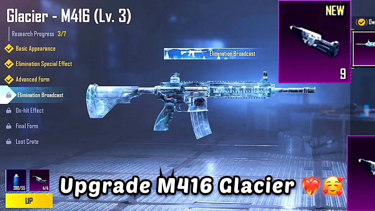 Finally❤️‍🔥upgrade m416 glacier | M416 glacier Upgrade to lvl 4 | M416 glacier full upgraded bgmi