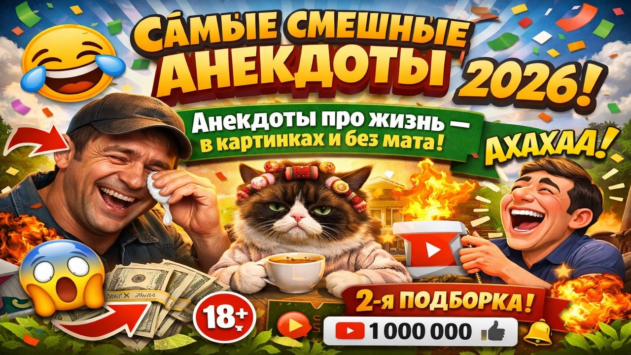 Самые смешные анекдоты 2026  Анекдоты про жизнь — в картинках и без мата! Подборка вторая