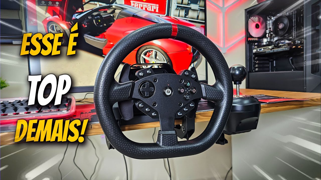 VOLANTE COMPLETO COM CAMBIO CUSTO BENEFÍCIO - PERFEITO PRA SIMULADOR DE CORRIDA!
