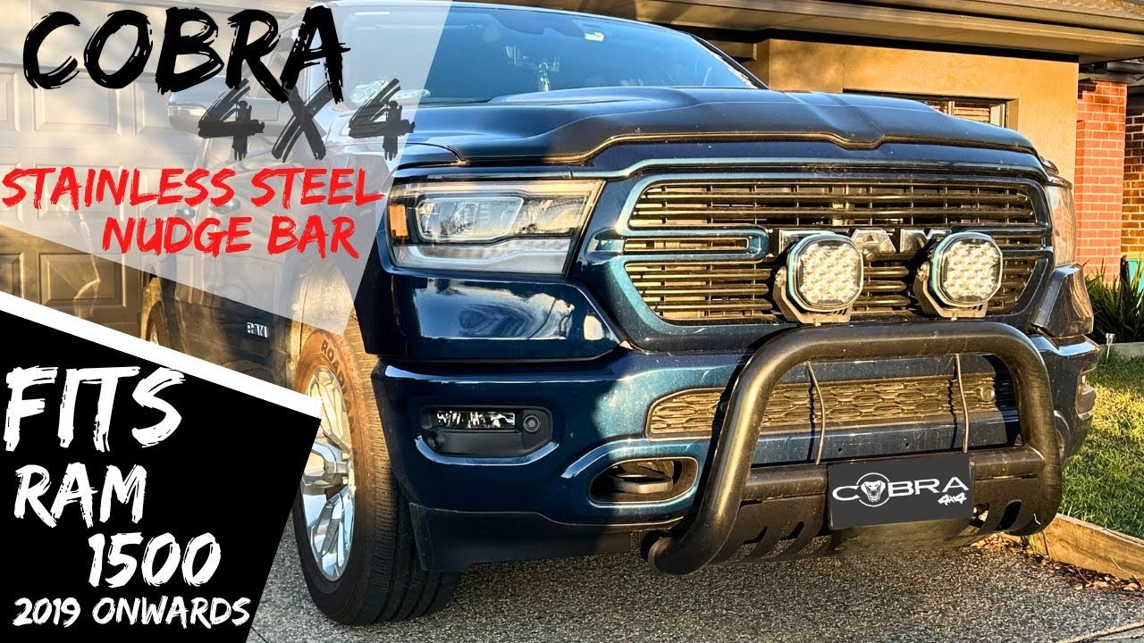 OEM Style Black Stainless Steel Nudge Bar suits RAM 1500 06/2019 Onwards Bull Front Bumper Guard