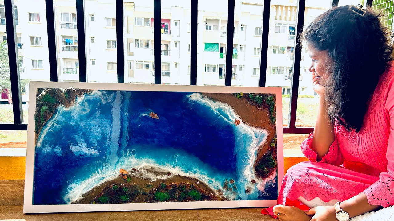 The complete process of Resin Beach Frame. #resin #resinart
