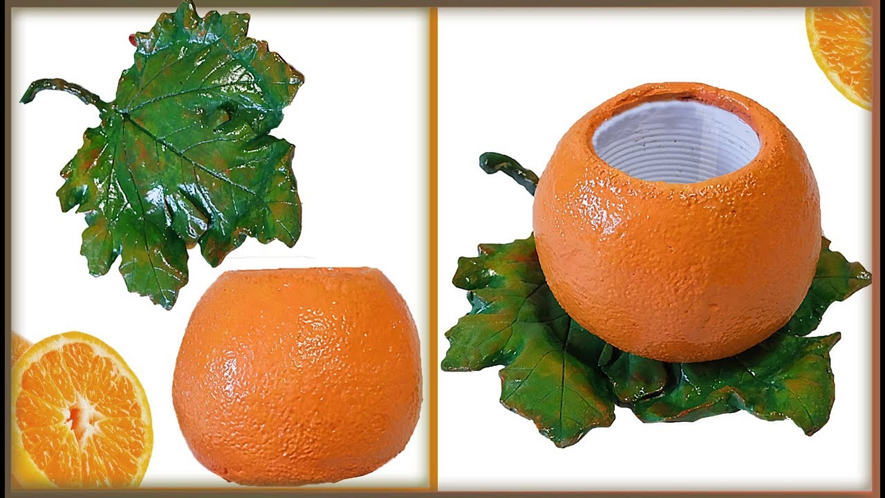 Сочный вазон/кашпо Апельсин из бетона (цемента) своими руками