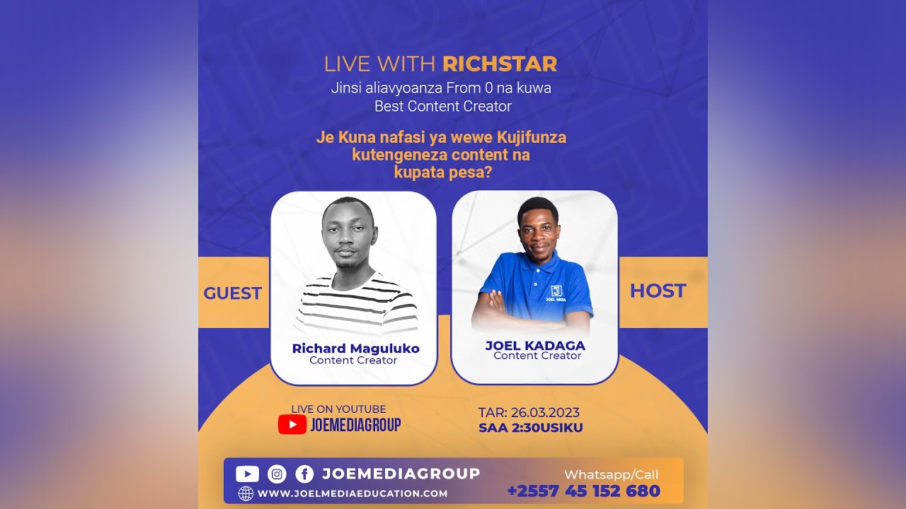 Jifunze kutoka kwa  Richstar alivyotengeneza Content na wafuasi wengi katika mitandao, utajifunza