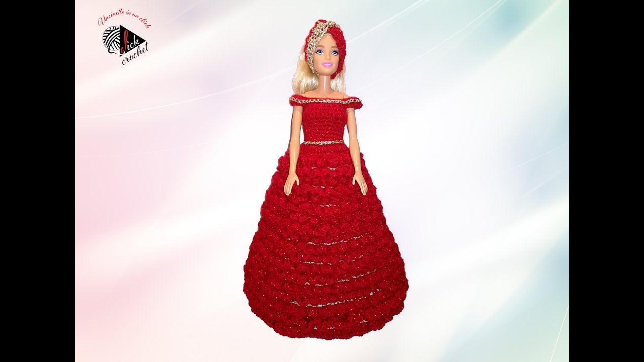 TUTORIAL UNCINETTO BARBIE VESTITO DA SERA MODELLO 3 LUNGO