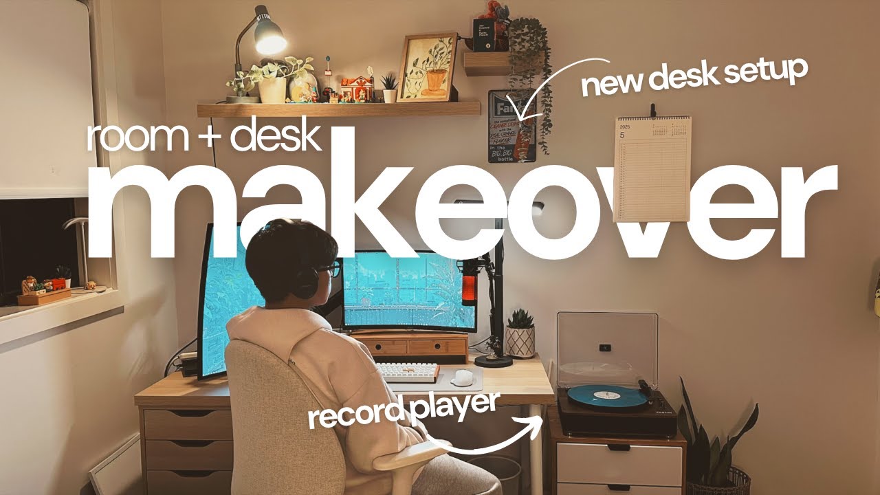 🌱📁 homebody vlog: room + desk makeover &mdash; cleaning, new record player + COFO monitor arms!