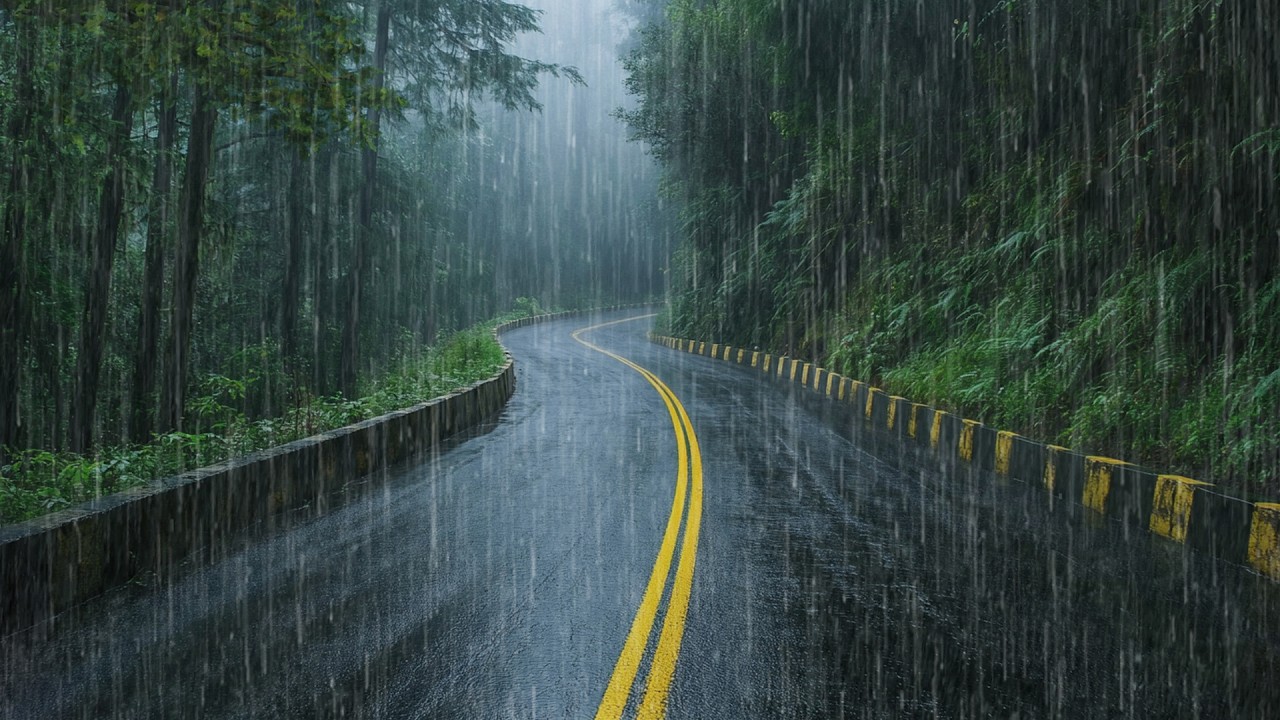 Rain Noises for Sleep | Peaceful Night Rain on a Forest Road for Deep Relaxation