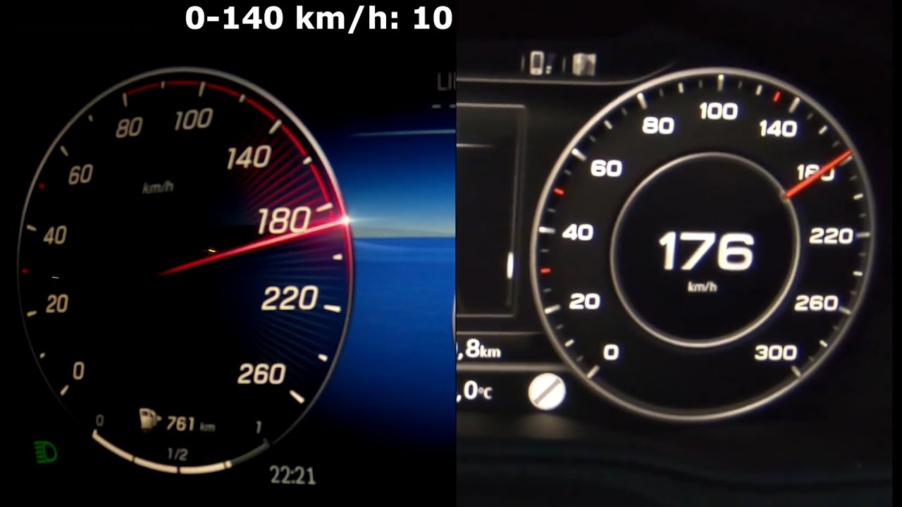 Mercedes-Benz C 300 d W206 vs. Audi A5 F5 3.0 TDI (0-230 kph)